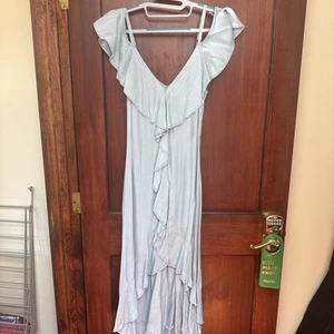 Flirty Flowing Washed Denim GUESS Summer Dress with Asymmetrical Hem, Size S - Picture 1 of 6