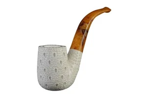 Pipa classica Meerschaum piegata intagliata a mano tabacco da fumo non fumato con custodia MD-174 - Foto 1 di 8
