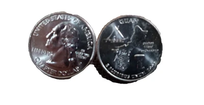 GUAM uncirculated U.S. territory mint roll quarters 2 coin "P" and "D" set - Image 1 of 2
