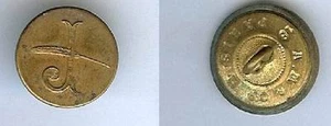 Zivilknopf - Mit Initialen J und Feder 18,5 mm A.M & Cie Paris - Bild 1 von 1