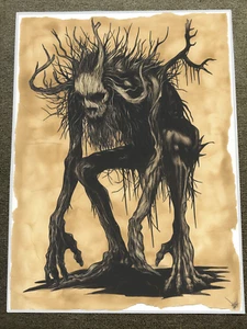 Wendigo Cryptid Disturbing Surrealist Art Print Poster 18x24 - Picture 1 of 1