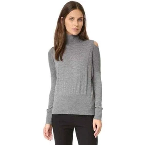 Vince Sweater Womens Small Merino Wool Knit Cold Shoulder Basics Mock Turtleneck - Picture 1 of 12