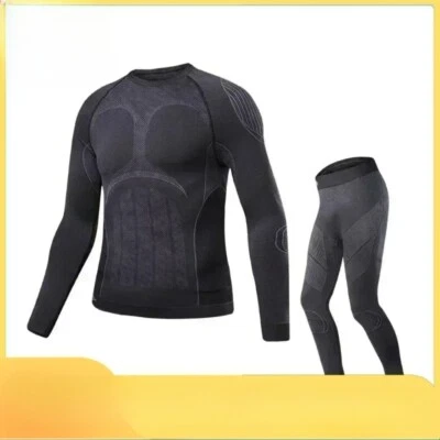 Men Thermal Underwear Suit Winter Seamless Keep Riding Clothing Long Sleeve Suit - Image 1 of 4