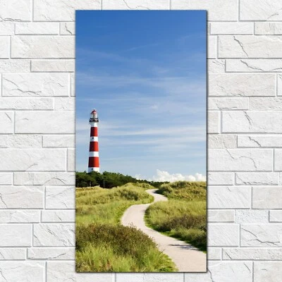 Wandbilder Glasbild Druck auf Glas Leuchtturm Straße Landschaft Himmel 50x100 - Bild 1 von 4