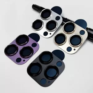 Cubierta completa protectora de vidrio templado para lente de cámara de metal para iPhone 16 15 14 Pro Max - Imagen 1 de 29