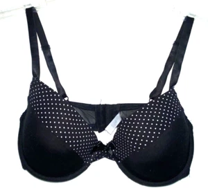 Paramour Polka Dot Padded Bra Size 38D Black  B31*J - Picture 1 of 5