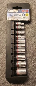 QUINN 10pc. Chrome Standard Socket Set SAE 1/4" Drive 6 point - Picture 1 of 4