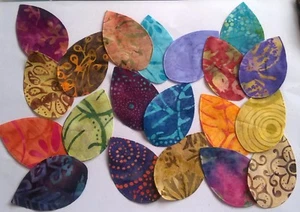 Batik Leaves fabric scraps Pack remnants patchwork bundles 100% cotton - Set 2 - Picture 1 of 1