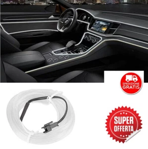 STRISCIA INTERNI LUCE AUTO FIBRA OTTICA 12V DECORAZIONE 5MT BIANCO FREDDO CAR - Foto 1 di 3