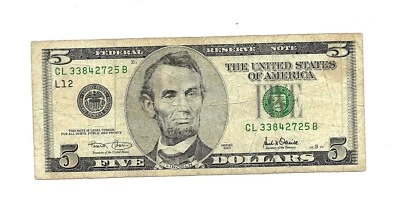 2001- $5.DOLLAR NOTE FROM SAN FRANCISCO NUMBER (33842725) GREAT BILL. - Image 1 of 2
