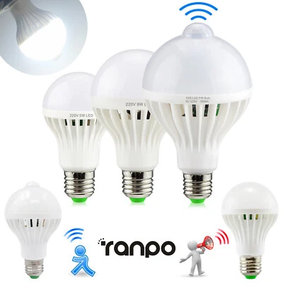 LED PIR Motion Sensor Bulb Sound Sensor Bulbs 3W 5W 7W 9W 12W Stairs Night Light - Image 1 of 4