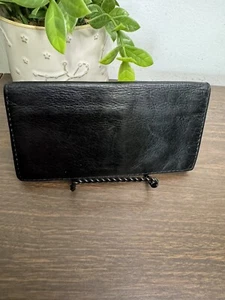 George Black Genuine Leather Long Wallet Photo I.D Cards Money Bifold - Picture 1 of 12