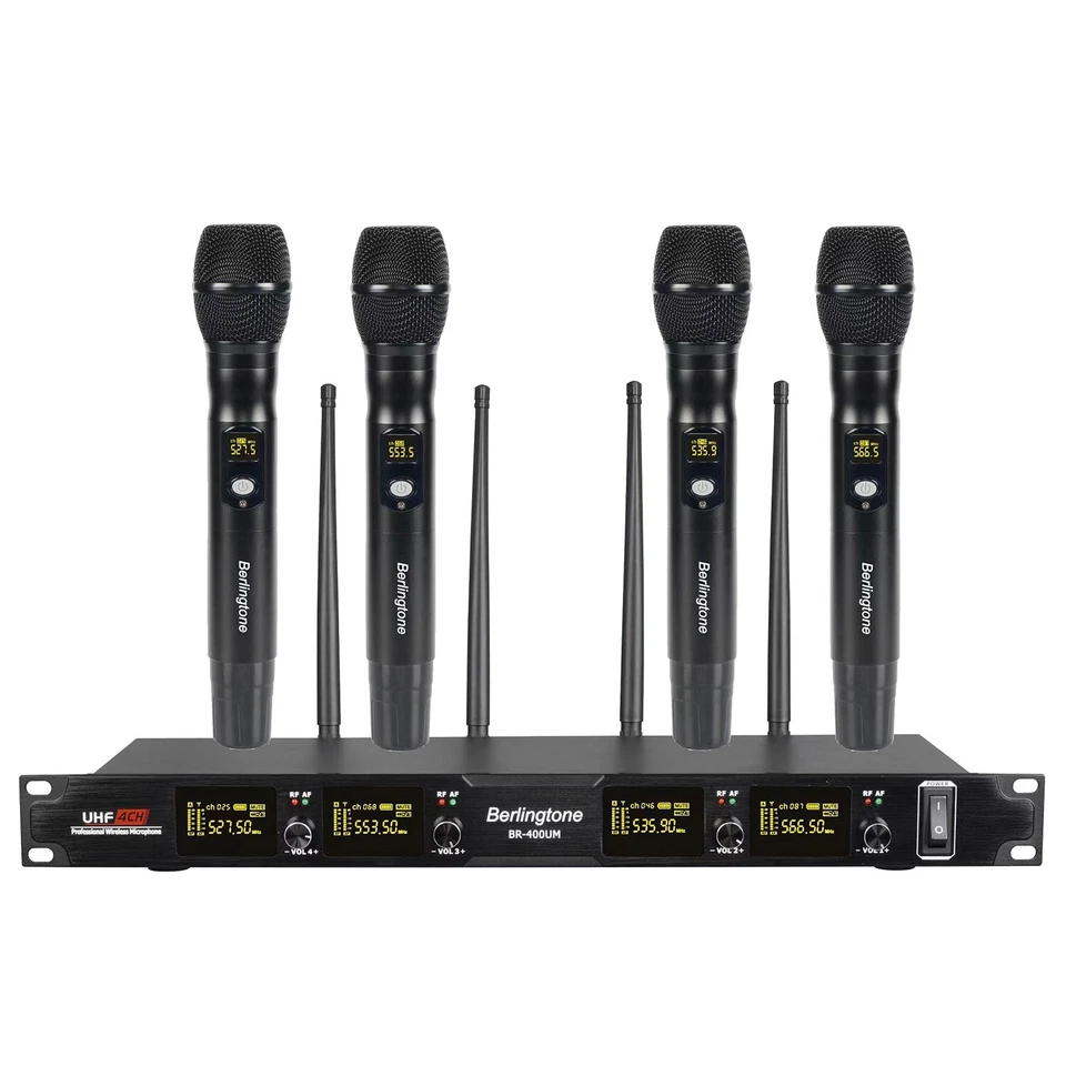 Berlingtone BR-400UM Professional 4-Channel UHF Wireless Microphone Systems - Image 1 of 4