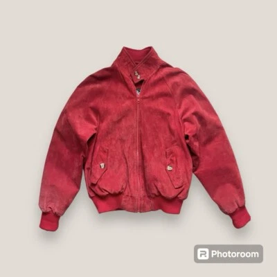 💋🚬 Vintage 90s red suede bomber jacket Women’s Size Small - Image 1 of 4