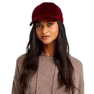 SURELL Womens Hat Burgundy Velvet Baseball Cap Luxury Bordeux $100 - Picture 1 of 9