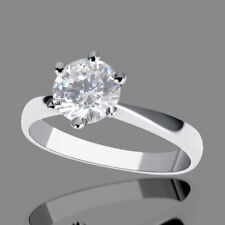 1.26CT Real Corte Redondo Diamante Compromiso Ring 18K Oro Blanco G/SI2-I1