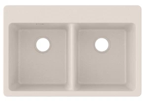 Elkay Quartz Classic ELG3322PT0 Putty Equal Double Bowl Top Mount Sink 33x22x9.5 - Picture 1 of 7