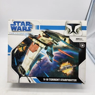 Star Wars Clone Wars V-19 Torrent Starfighter 3.75" Figure Vehicle 2008 Sealed - Image 1 of 4