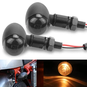 2X Motorcycle Turn Signal Light Indicator Black Bullet Amber For Bobber Chopper - Imagen 1 de 8