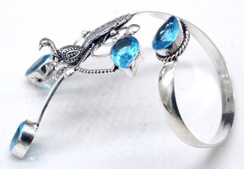 VALENTINO Bracciale gioielli argento sterling 925 topazio blu svizzero misura ADJ