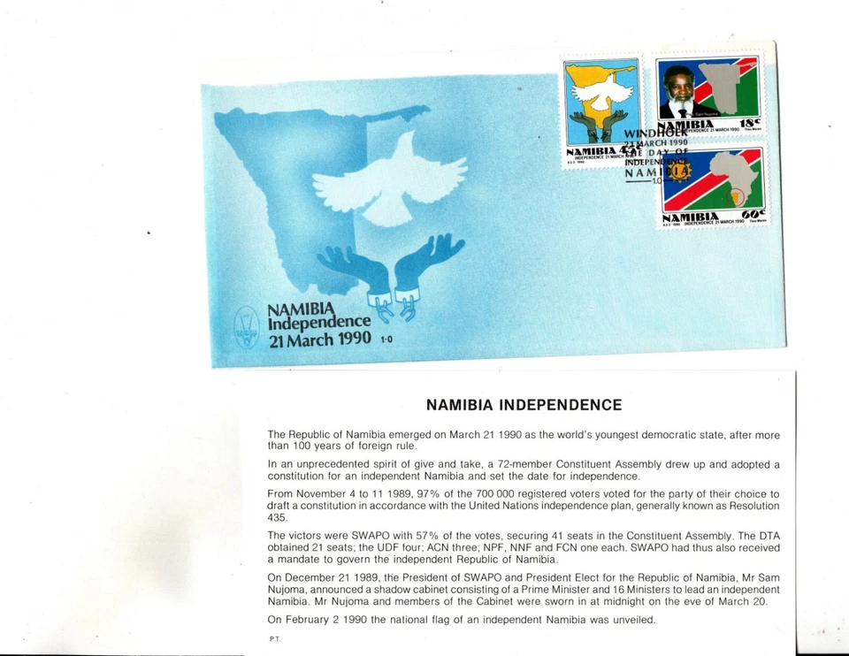 Namibia FDC Sc#659 to 661 -1 st ISSUE after INDEPENDENCE - Image 1 of 1