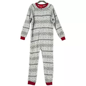 Family Pjs Kids Unisex Zip Up One Piece Sleeper Winter Fairisle Size 6-7 - Picture 1 of 10