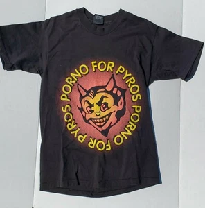 Vintage 90s Porno for Pyros Giant Tag Black Band Shirt Size L & Ticket Stub - Picture 1 of 12