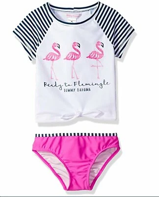 TOMMY BAHAMA Niña Pequeña 2T Flamingo Rashguard 2 Piezas Traje de baño nuevo con etiquetas Foto 1 de 3