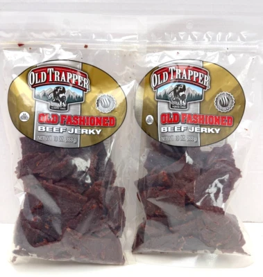 x2 Old Trapper Old Fashioned Beef Jerky 10oz bocadillo tierno ahumado naturalmente 26/12 Foto 1 de 4