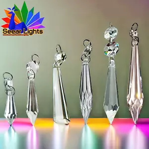 Chandelier Lamp Light Icicle Beads Parts Drops Glass Crystals Wedding Decoration - Picture 1 of 63
