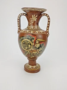 Handmade Hoplite Formation Scene Amphora Vase Accent Decor - Made in Greece - Picture 1 of 6