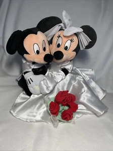 Mickey & Minnie Mouse Kneeling Plush Bride & Groom Set Disney Wedding 15" - Picture 1 of 9
