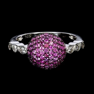 925 Sterling Silver Ring Ruby Myanmar Round Diamond Cut Topaz Gemstone Jewelry 8 - Picture 1 of 13
