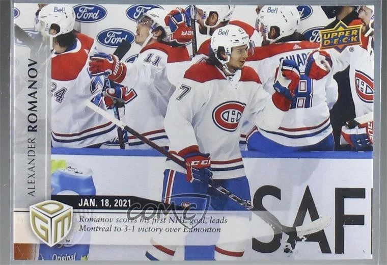 2020 Upper Deck Game Dated Moments January /499 Alexander Romanov #4 Rookie RC - Image 1 of 2