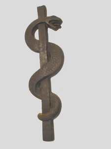 Vintage Wand Skulptur Äskulap - Stab des Gottes der Heilkunde - Bild 1 von 4