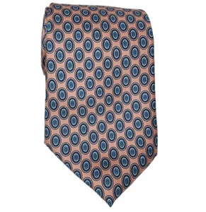 Christian Dior Tie Mens 3.5x57" Pink Blue Geometric Oval Silk USA Vintage - Picture 1 of 8