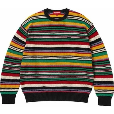 FW23 Supreme Multi Colored Small Box Ribbed Knit Sweater Size Large - Image 1 of 4