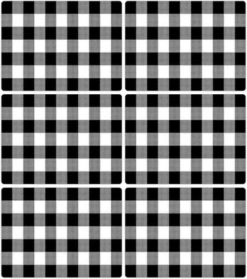 Черно-белые пластиковые коврики набор из 6 клетчатых больших, черных,  - Изображение 1 из 4