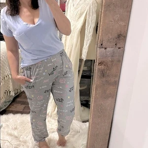 Graue Pyjamahose Gr. Medium süße Zitate liebe dich Pyjama den ganzen Tag - Bild 1 von 8