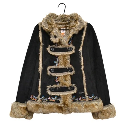 Desigual Designer Embroidered Women’s Faux Fur Jacket Coat Size 38 - Image 1 of 4