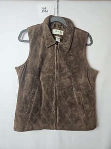 Orvis braune Leder Rauten Steppweste Damen Größe M - Bild 1 von 5