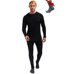 Merino Wool Base Layer Mens Set - Heavyweight, Midweight, Lite Merino Wool Th... - Picture 1 of 6
