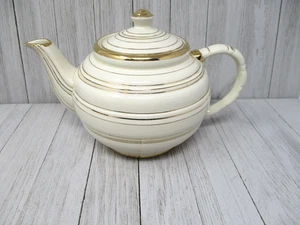 Vintage Sadler Cream and Gold Striped Teapot #1378 - Picture 1 of 15