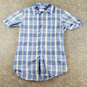 Camisa con botones Uniqlo para hombre extra pequeña azul blanca cuello a cuadros manga corta - Imagen 1 de 14