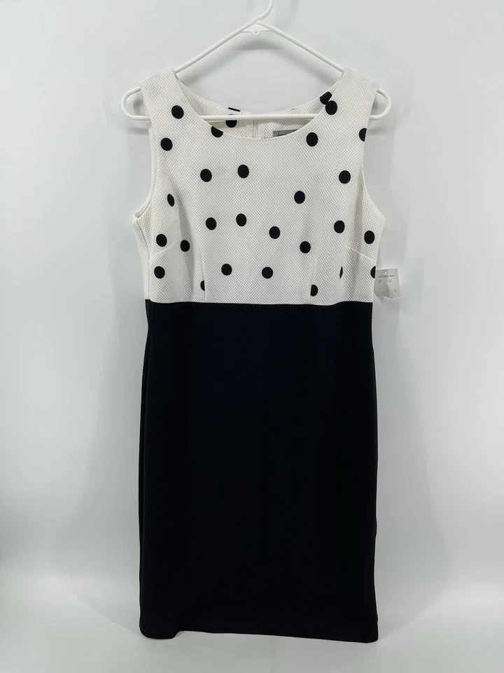 Vestido Danny and Nicole elástico sin mangas para mujer talla 12 negro blanco lunares Foto 1 de 4