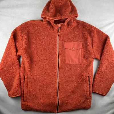 Old Navy Sherpa Surplus Mesarock Jacket Men XL Orange Full Zip Hooded Fleece EUC - Image 1 of 4