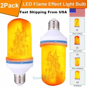 Led Flame Light Bulb, 2 Pack E27 Flickering Light Bulbs with 4 Modes, Faux Flame - Picture 1 of 19