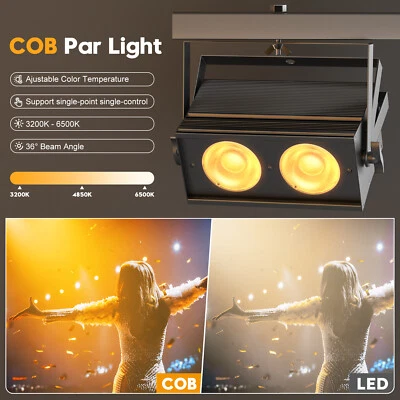 COB 140W 2LED Par Can Audience Light DMX LED Stage Lighting Warm Cool White DJ - Image 1 of 4