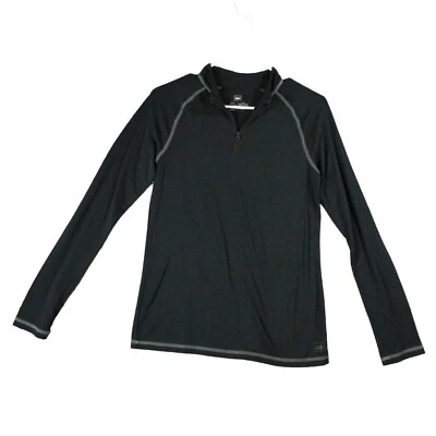 Pullover elástico REI capa base niños XL (18) negro manga larga raglán 1/4 cremallera Foto 1 de 4