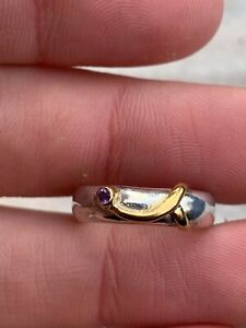 Fine 9ct Gold And Silver Amethyst Ring ￼925 5.2 Grams